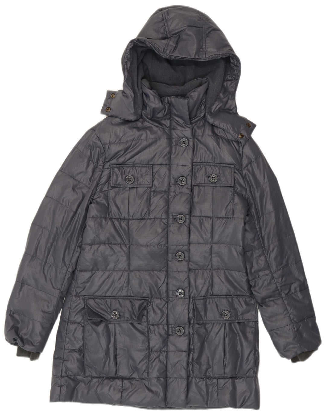 Armani Jeans Manteau rembourré à capuche pour femme EU 38 Gris moyen