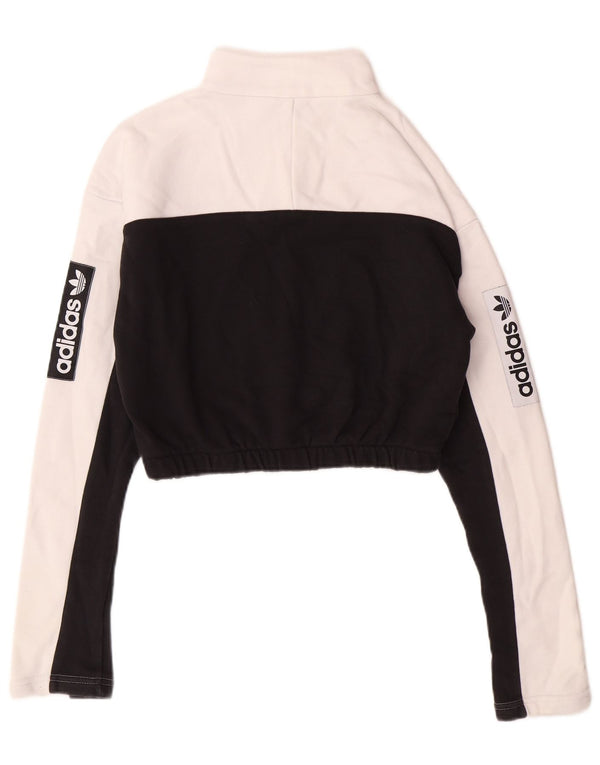 ADIDAS Sweat-shirt court graphique pour femme UK 8 Petit colorblock blanc