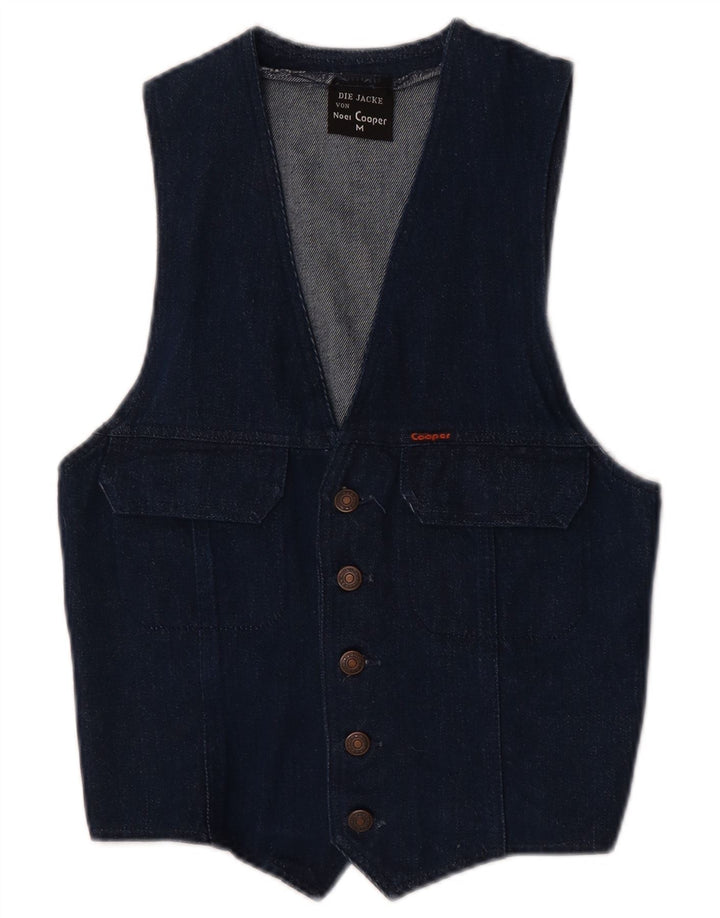 vintage Mens Denim Gilet Moyen Bleu Coton