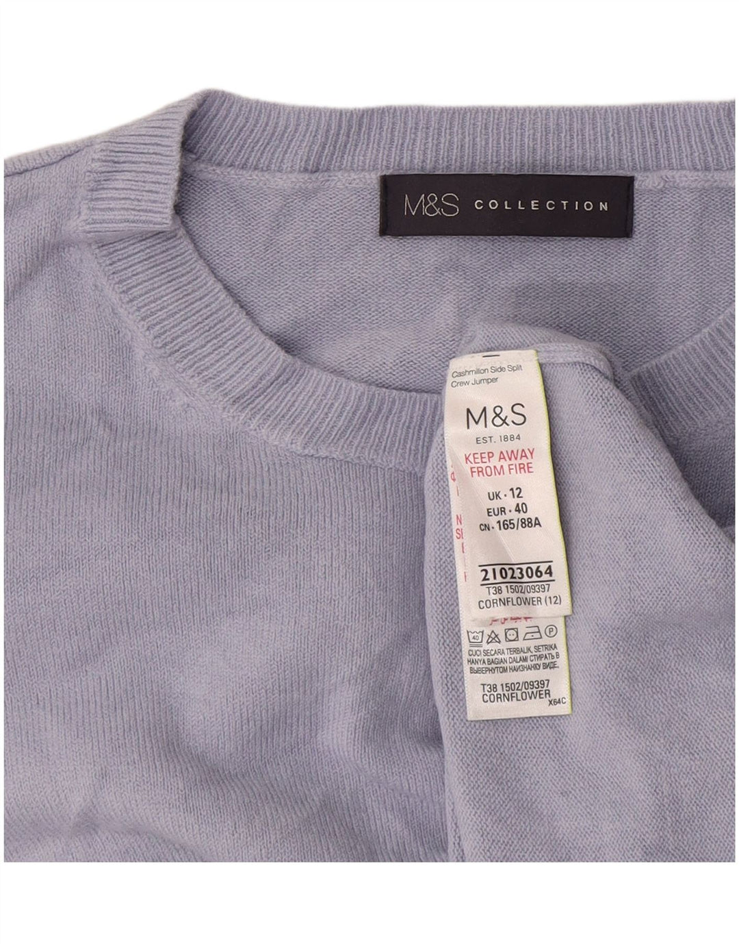 Marks & Spencer Pull ras du cou pour femme UK 12 Bleu moyen Acrylique