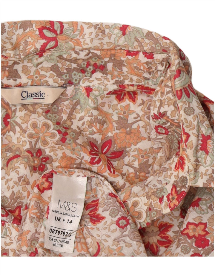 Marks & Spencer Chemise Femme UK 14 Grand Coton Floral Multicolore