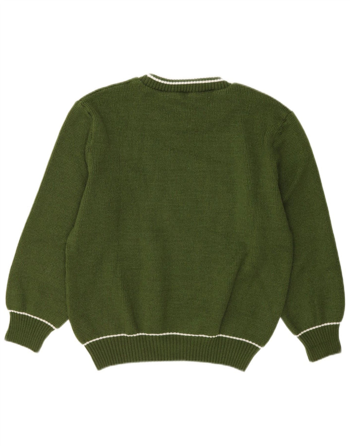 VINTAGE Pull col rond homme vert moyen
