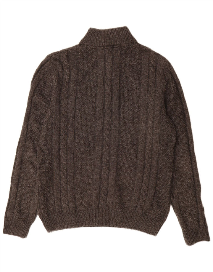 Crew Clothing Pull à col zippé pour homme en laine grise