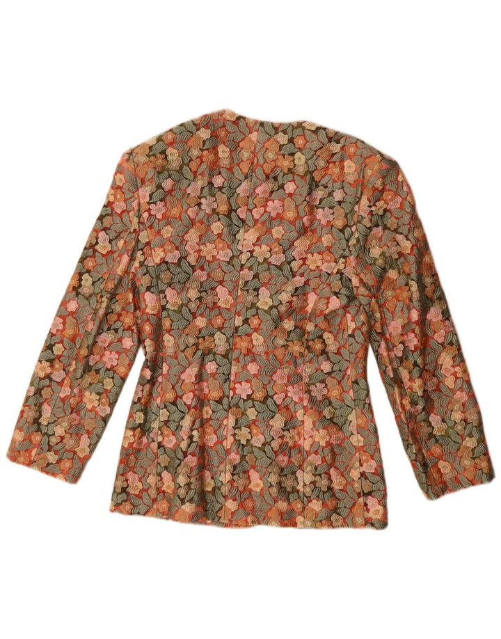 vintage Femme 5 Bouton Blazer Veste IT 42 Moyen Multicolore Floral