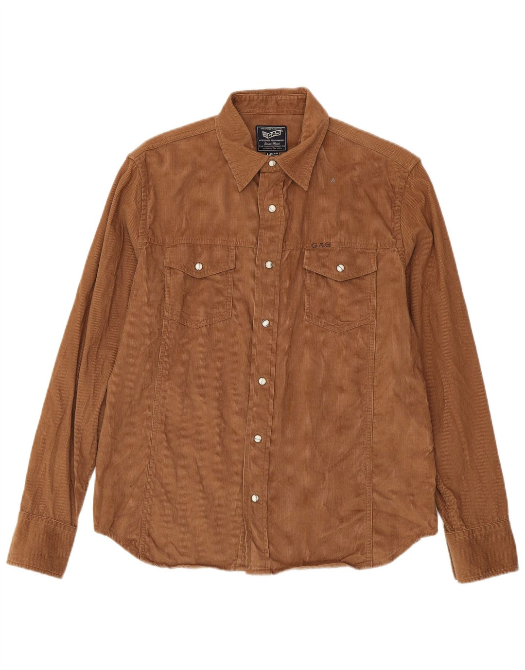 Gas Chemise Velours Côtelé Homme Marron Moyen Coton