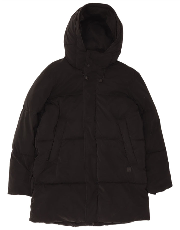 Zara Manteau matelassé à capuche pour homme UK 38 Noir moyen