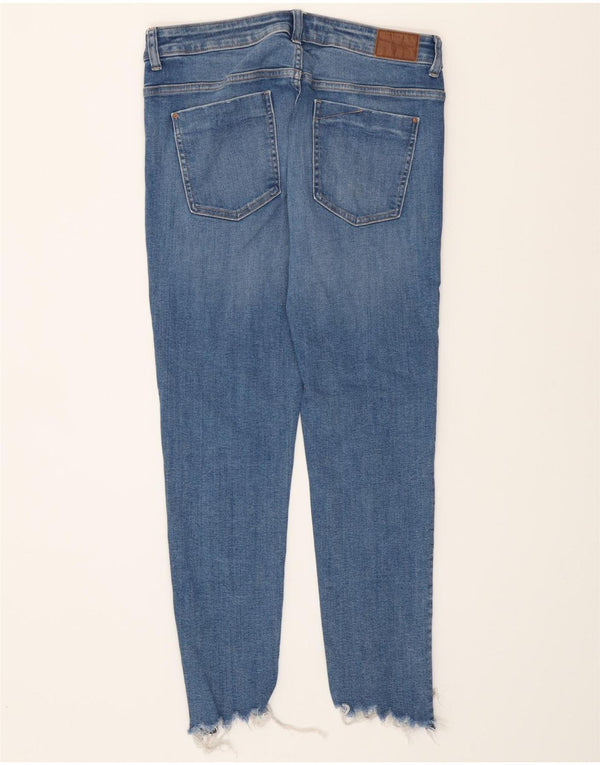 Zara Jean court skinny en détresse pour femme EU 42 Large W32 L26 Bleu Coton