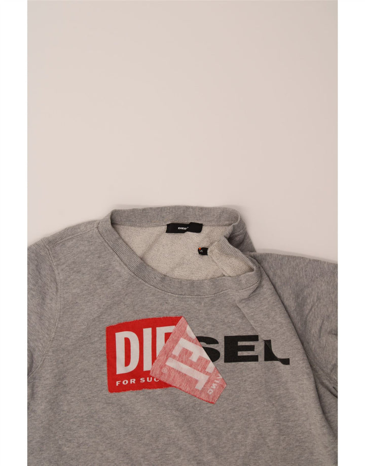 DIESEL Womens Graphic Sweatshirt Jumper UK 10 Small Grey Cotton Vintage Diesel and Second-Hand Diesel from Messina Hembry 