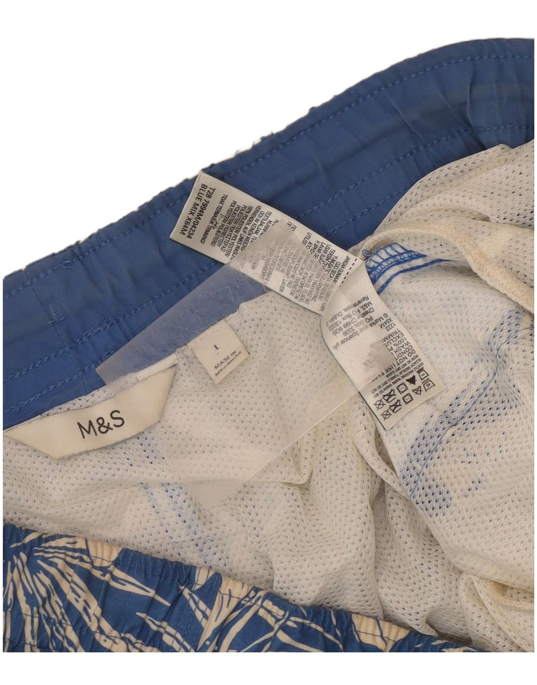 Marks & Spencer Short de bain pour homme en polyester bleu floral