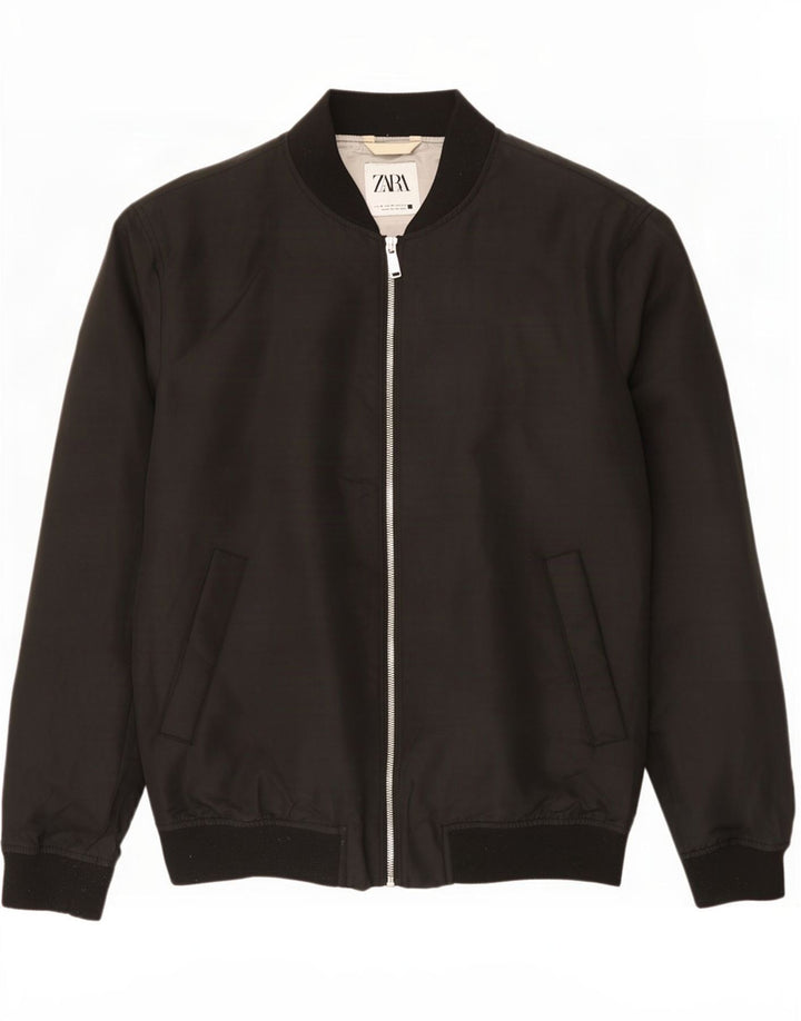 Zara Veste Bomber Homme UK 38 Medium Noir Polyester