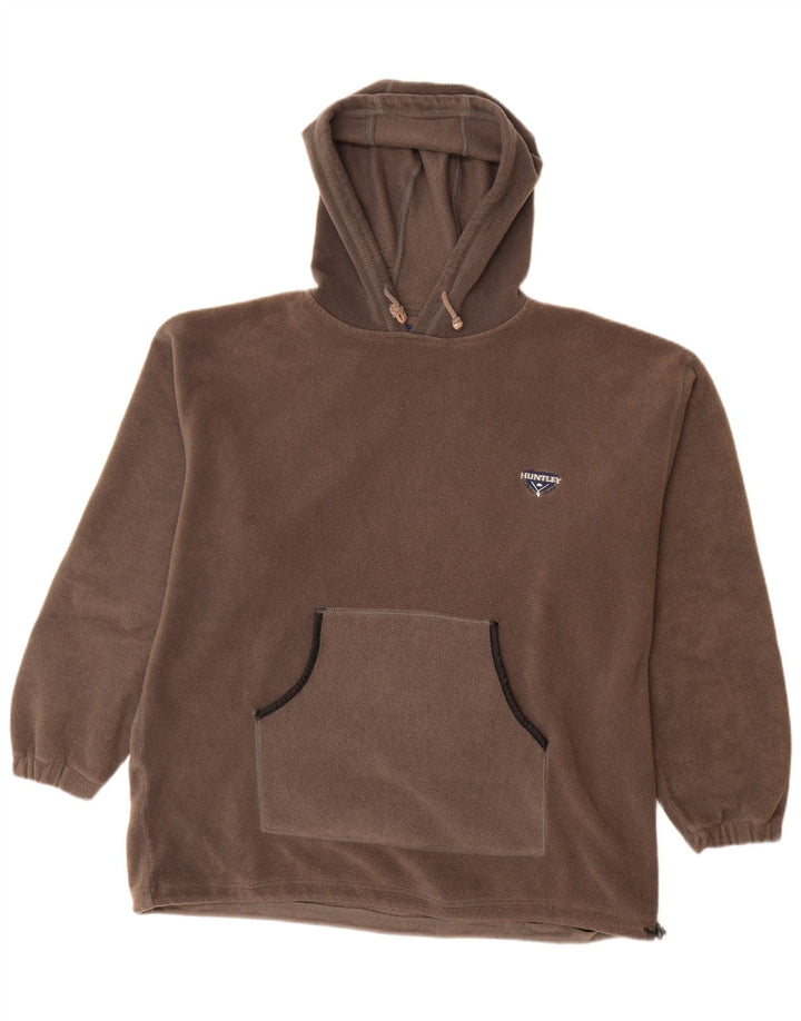 VINTAGE Pull polaire à capuche homme grand gris polyester
