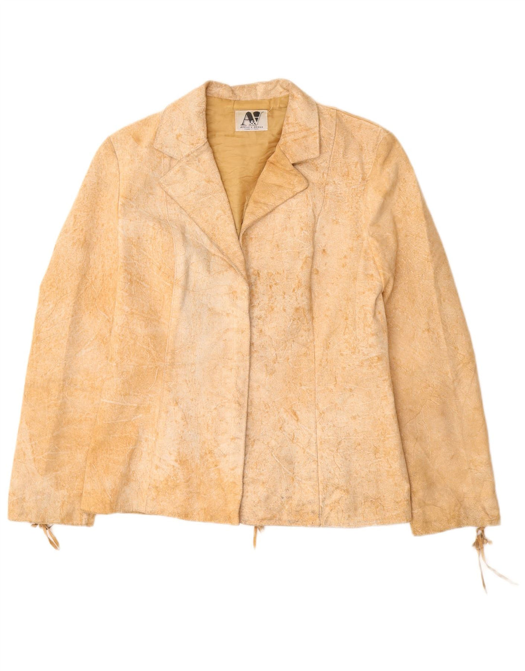 VINTAGE Veste en daim femme UK 12 Cuir beige moyen