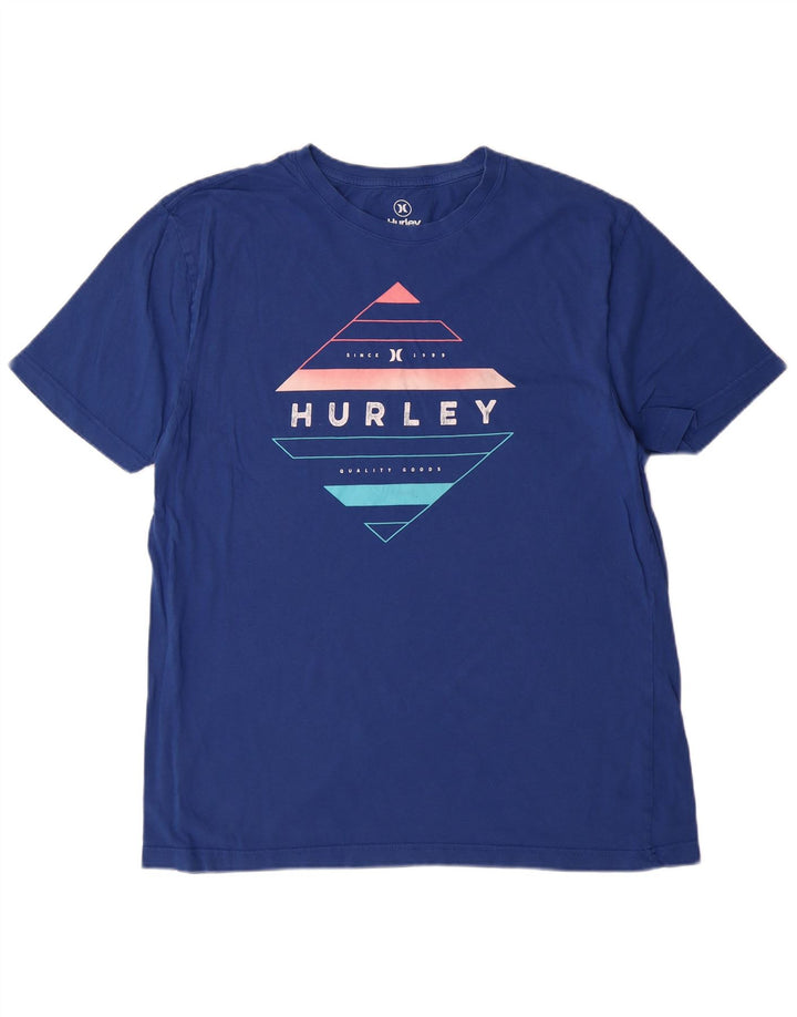 Hurley T-Shirt Graphique Homme Bleu Moyen Coton