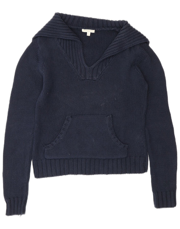 Massimo Dutti Pull col polo pour femme UK 10 Petit coton bleu marine