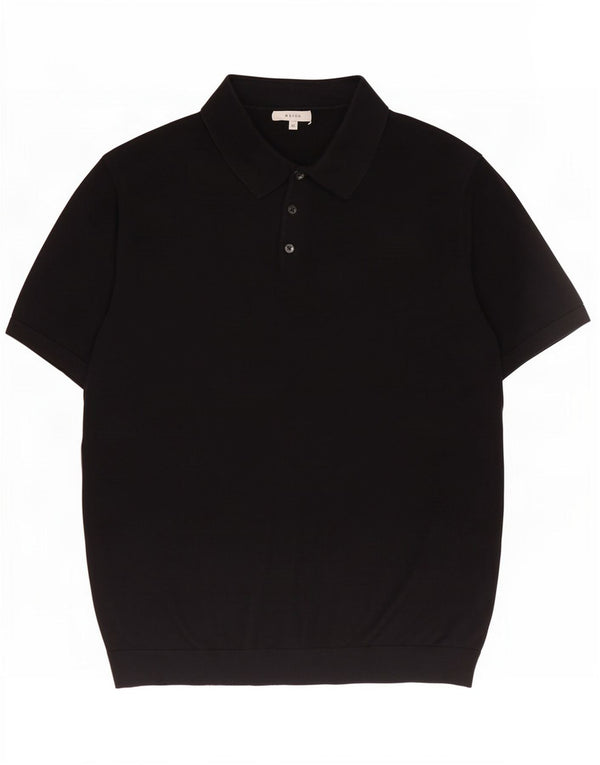 Reiss Pull à manches courtes et col polo pour homme XL en coton bleu marine