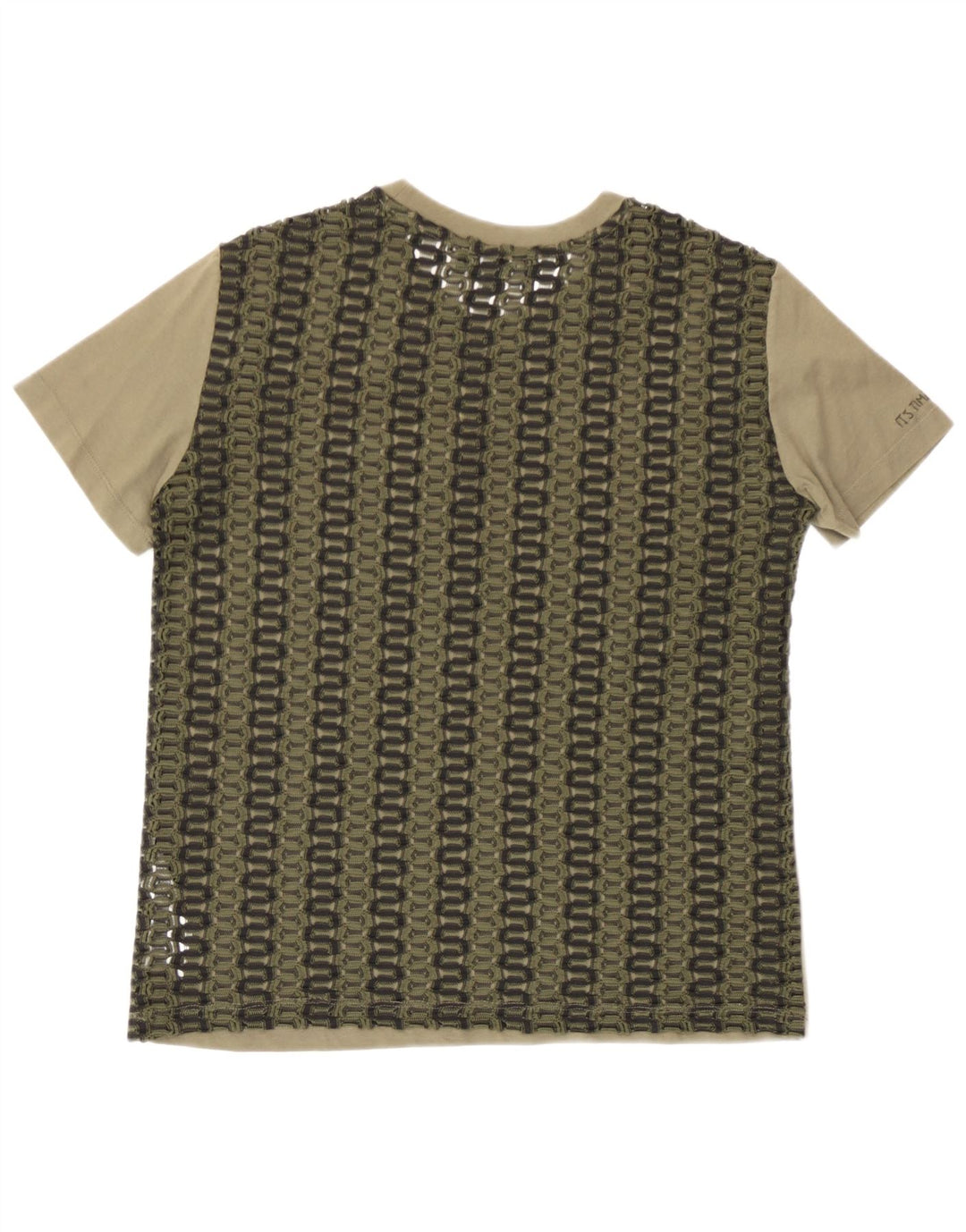 Desigual T-Shirt Femme Top UK 10 Petit Kaki Polyester