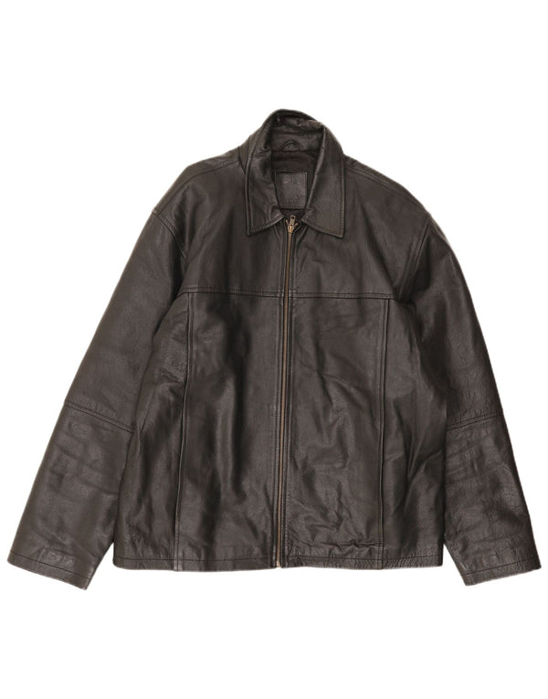 St. Bernard Veste en cuir pour homme UK 41 Large Noir