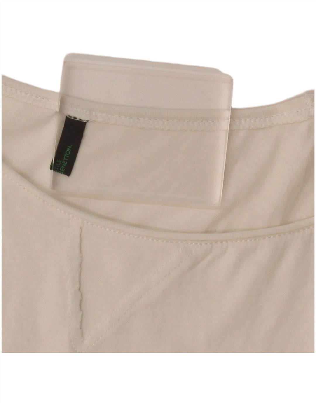 BENETTON T-Shirt Femme UK 12 Medium Blanc