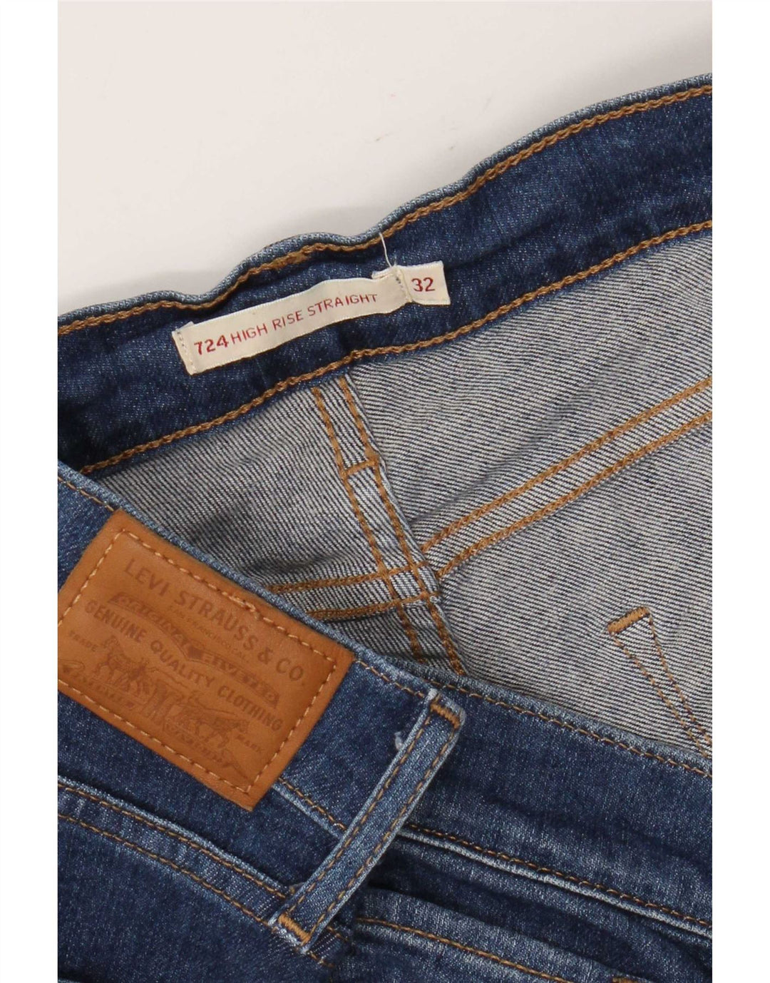 Levi's Jean Droit 724 Taille Haute Femme W32 L26 Bleu