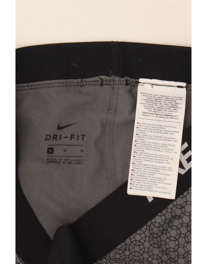 Nike Legging graphique Dri Fit pour femme UK 12 Polyester géométrique gris moyen