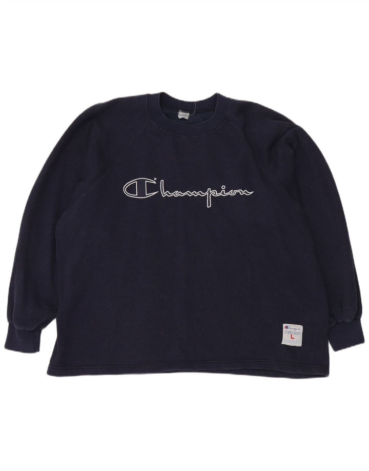 CHAMPION Sweat-shirt graphique surdimensionné pour femme UK 16 Large Bleu marine