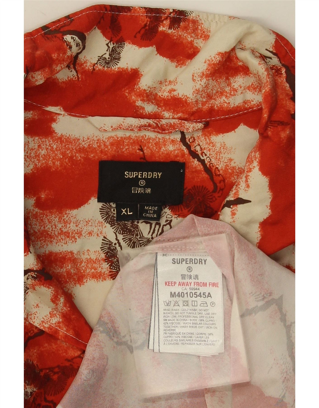 Superdry Chemise à Manches Courtes XL Rouge Tie Dye Cupro Homme