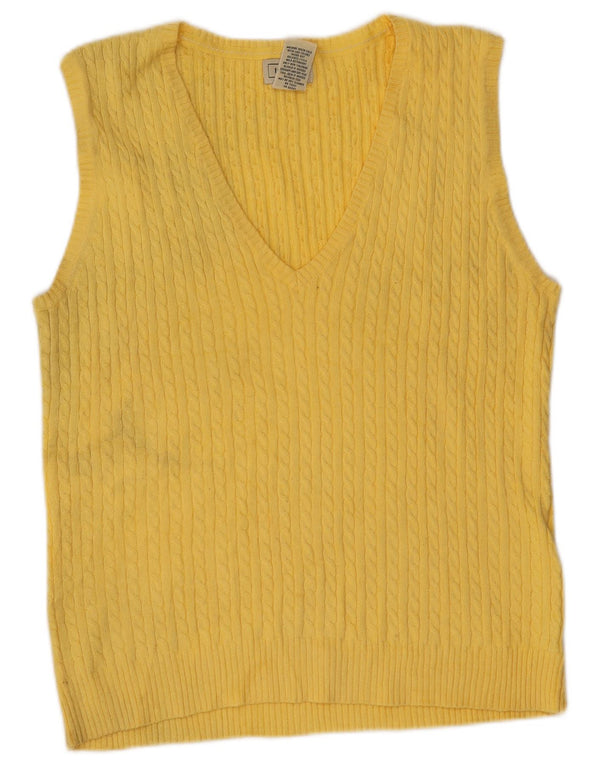 L.L.Bean Womens Vest Tank Top UK 12 Medium Yellow Cotton