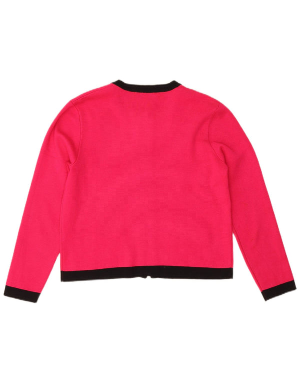 Zara Womens Full Zip Cardigan Sweater UK 12 Rose Moyen Colorblock