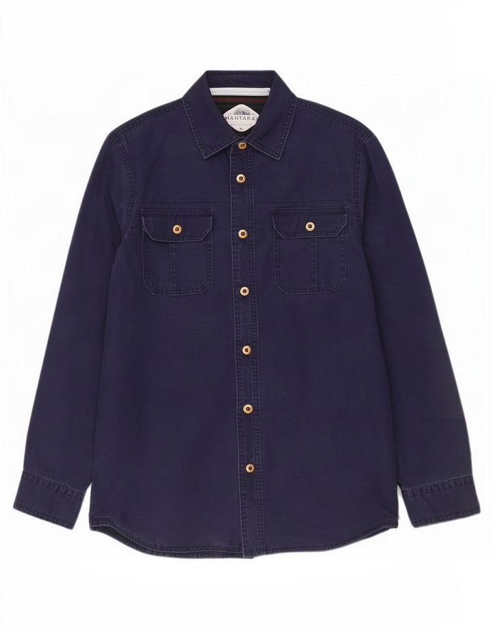 Chemise Homme Mantaray Coton Bleu Marine Moyen