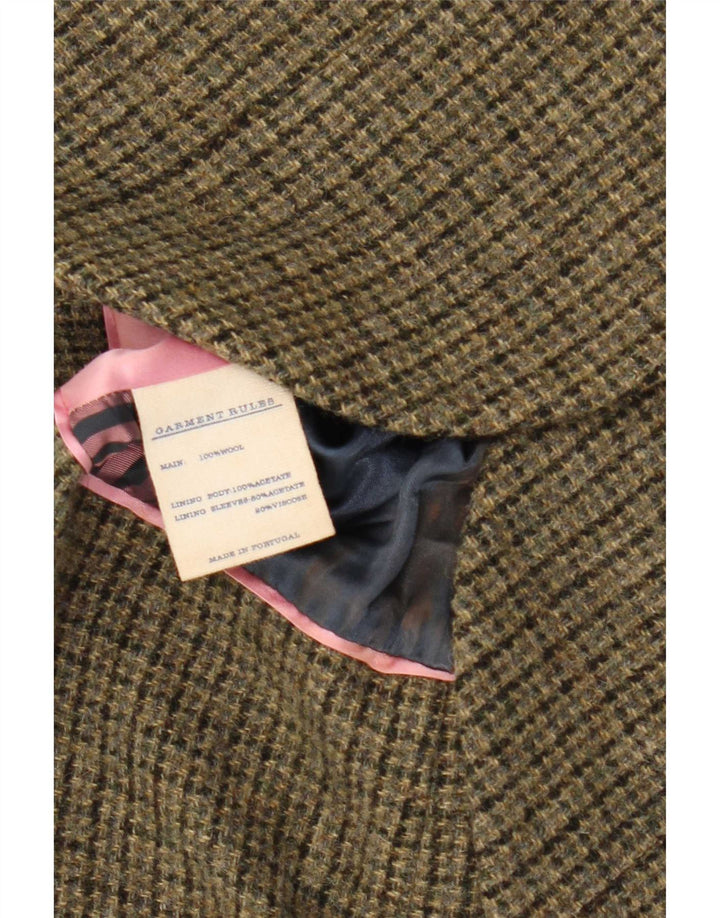Jack Wills Veste blazer à 3 boutons pour femme UK 10 Petite laine pied-de-poule kaki