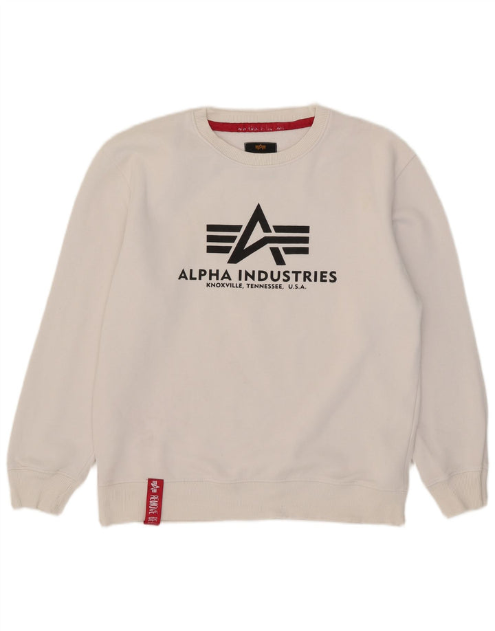 Alpha Industries Sweat-Shirt Graphique Homme Blanc Moyen Coton
