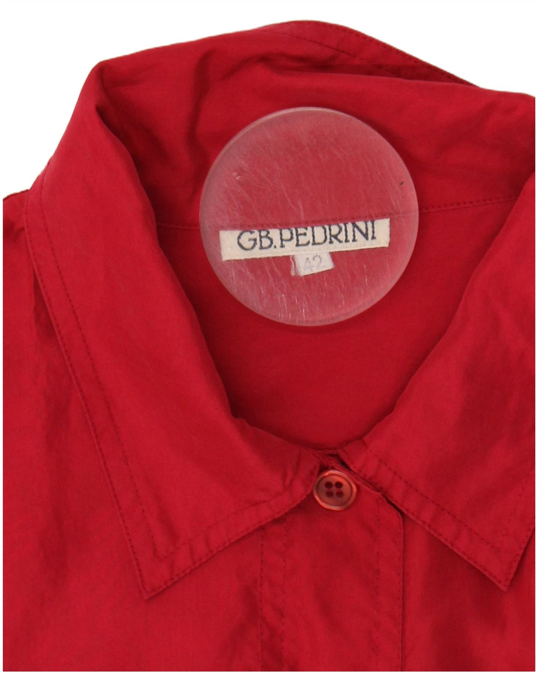 GB.PEDRINI Womens Short Sleeve Shirt EU 42 Large Red Silk