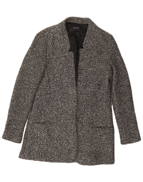 Zara Womens Longline Open Blazer Jacket UK 10 Petit Gris Moucheté