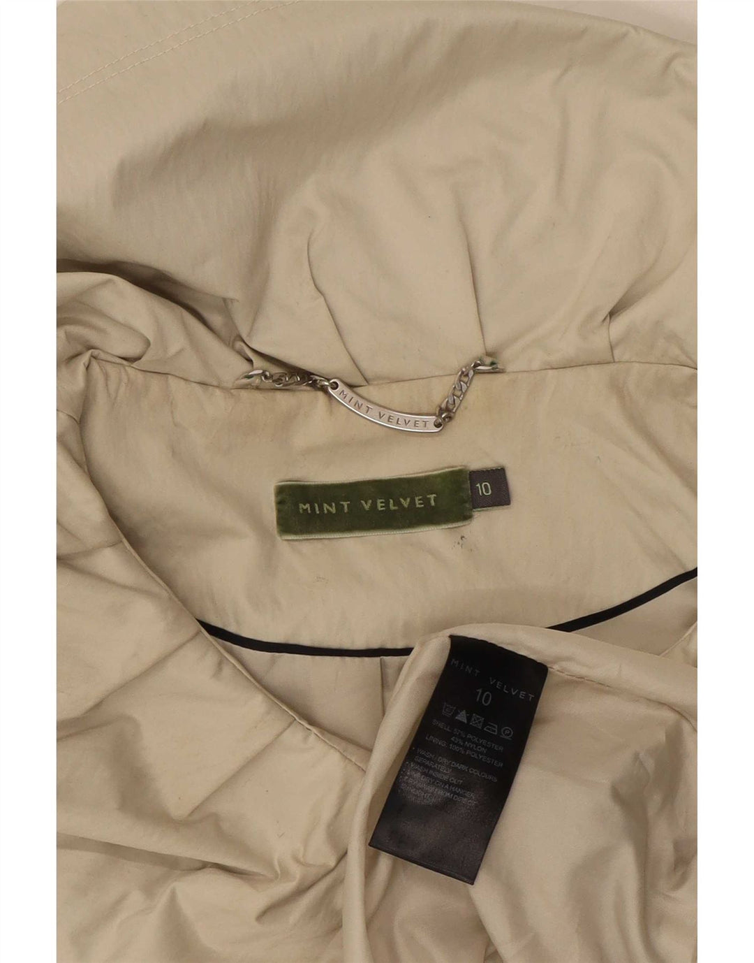 MINT VELVET Veste Parka surdimensionnée pour femme UK 10 Petit Polyester Beige