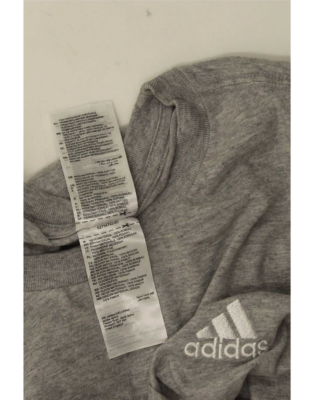 Adidas T-Shirt Homme Top 2XL Gris Coton