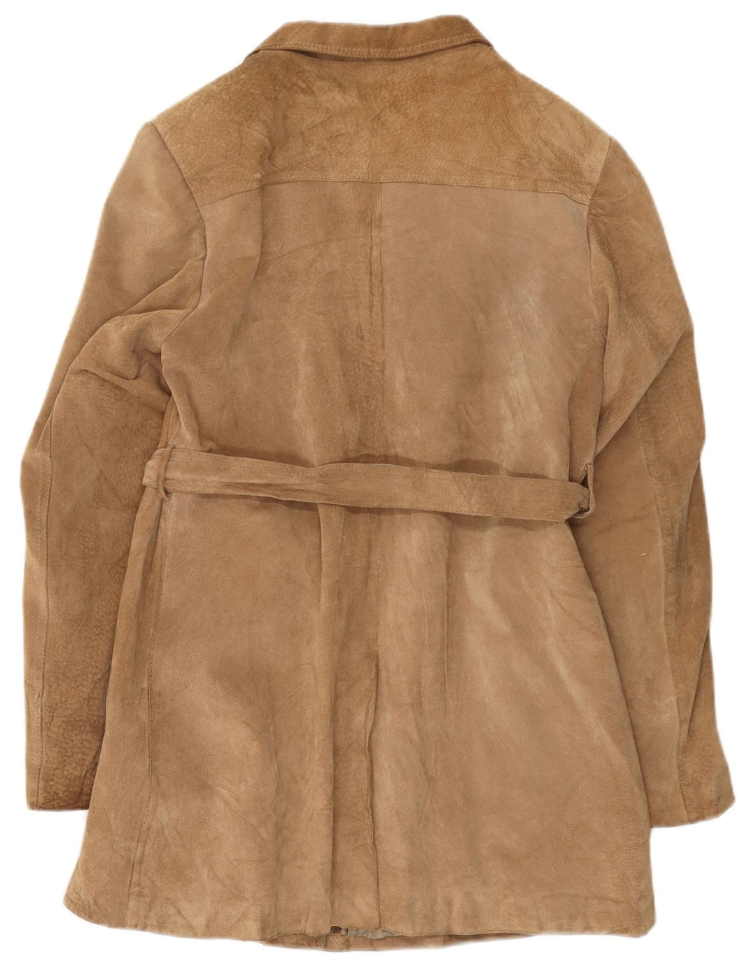 vintage Femme Suède Pardessus UK 14 Beige Moyen