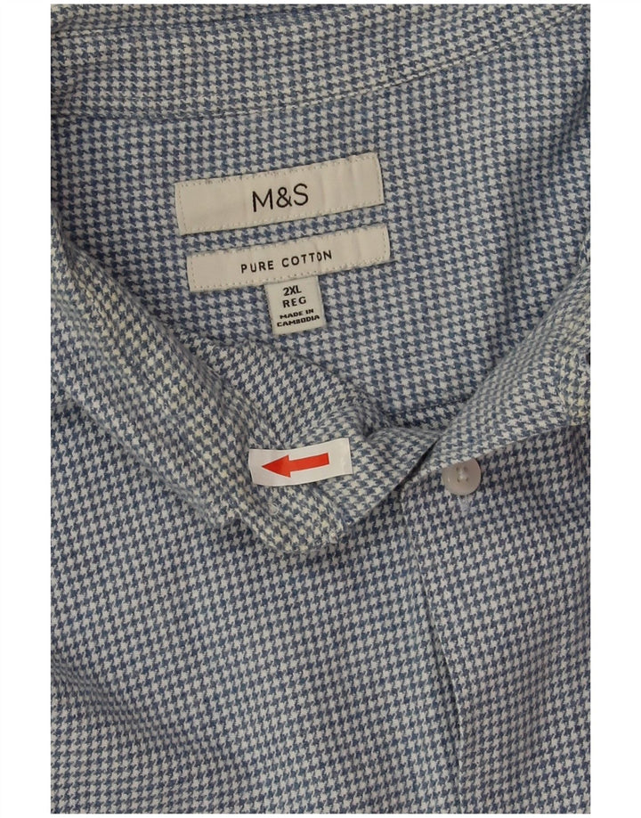 Marks & Spencer Chemise en flanelle pour homme 2XL en coton pied-de-poule bleu