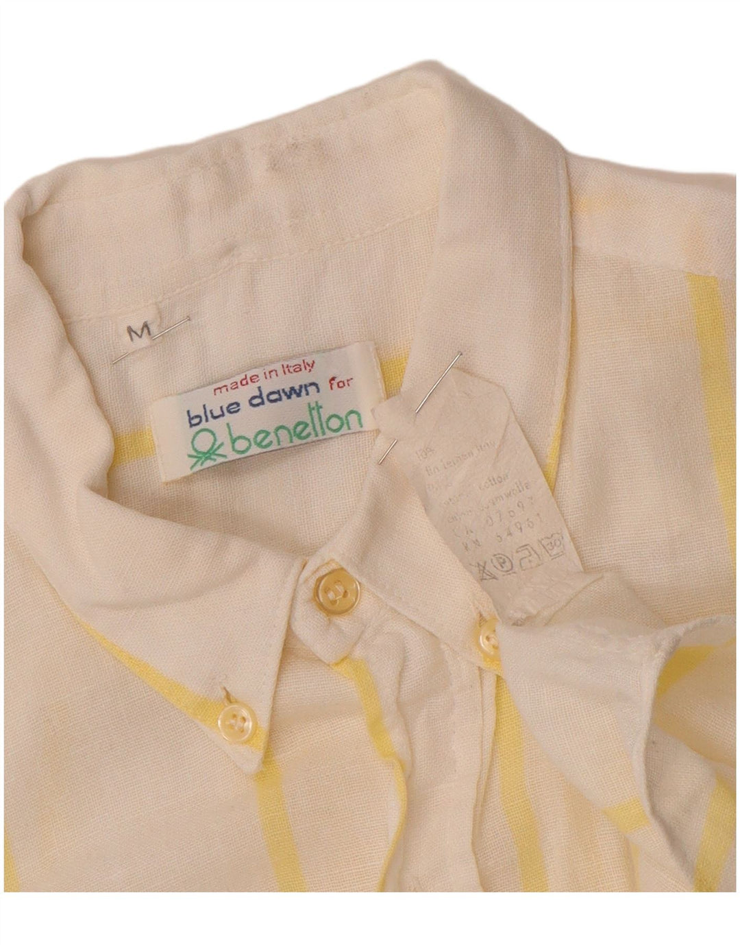 BENETTON Chemise à manches courtes homme en coton rayé blanc moyen