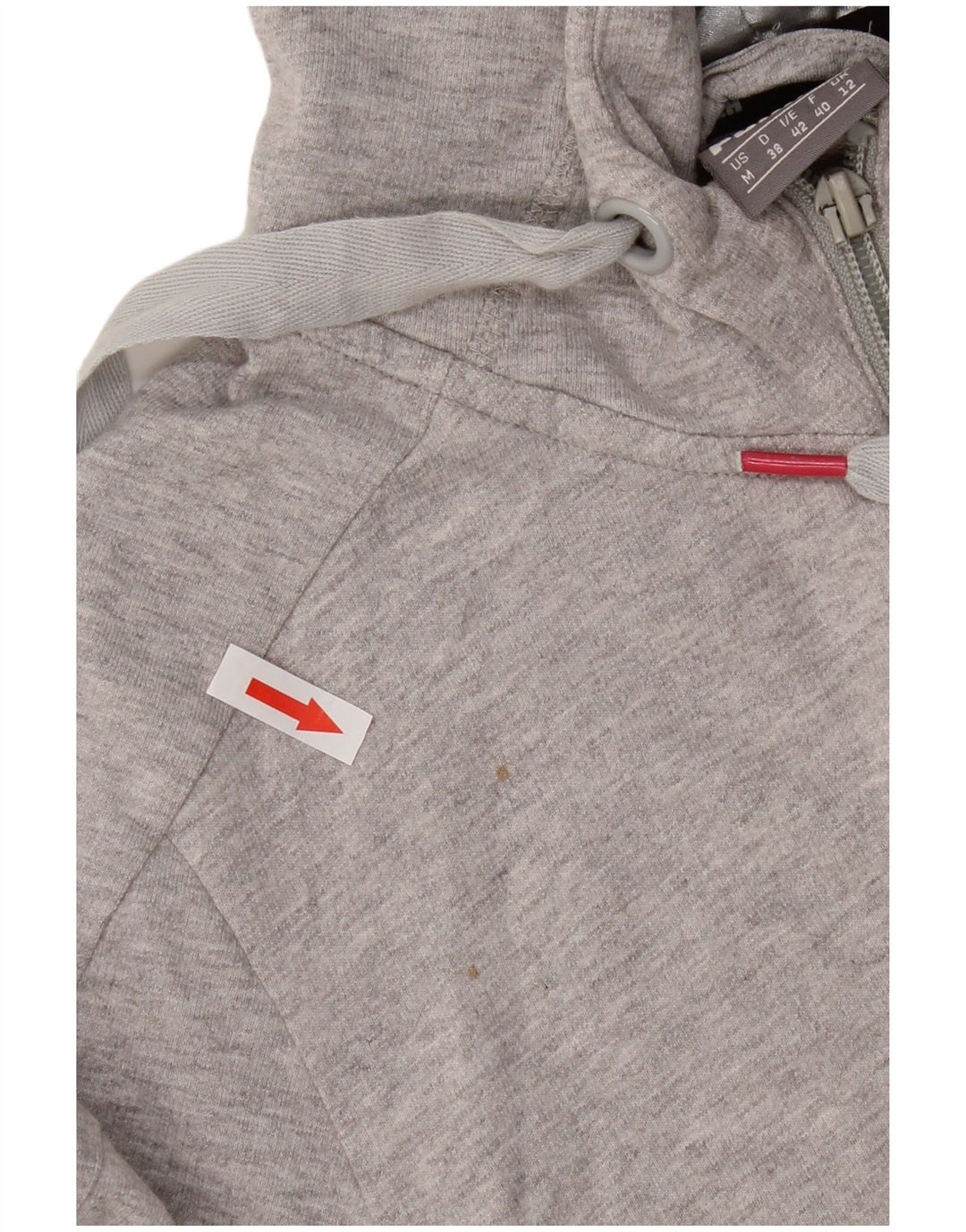 Puma Pull à capuche zippé pour femme UK 12 Gris moyen Coton