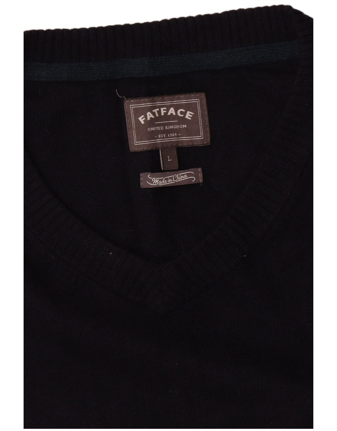 Fat Face Pull col V pour homme en coton bleu marine Taille L