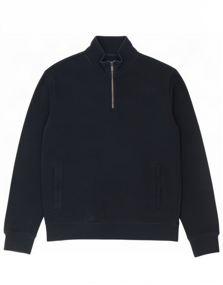 Marks & Spencer Sweat-shirt à col zippé pour homme en coton bleu marine moyen