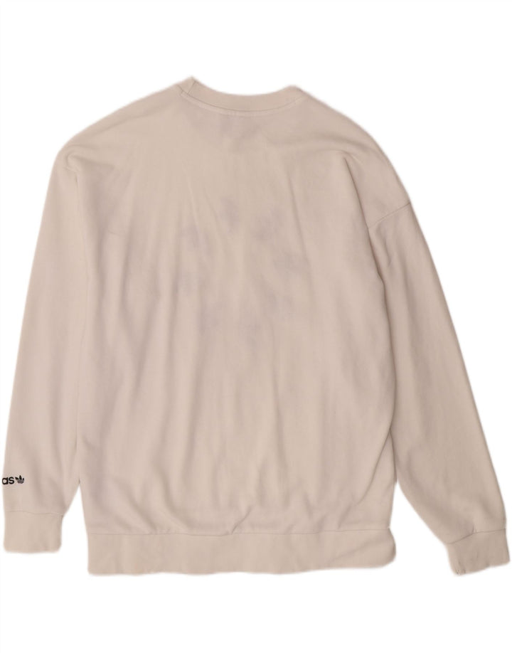 ADIDAS Sweat-shirt graphique surdimensionné pour femme UK 12 Medium Off White