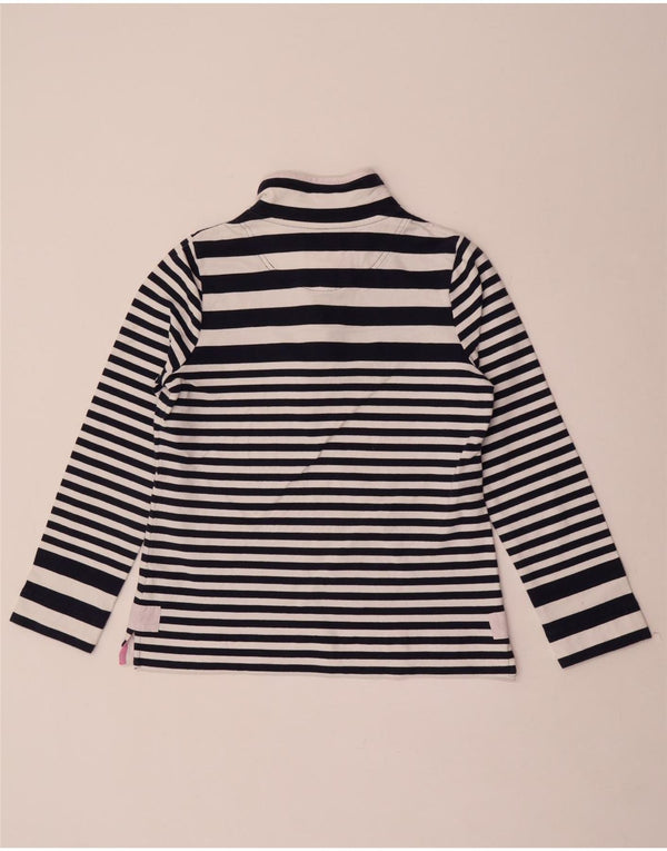 Joules Womens Button Neck Sweatshirt Jumper UK 14 Large Bleu Marine Rayé