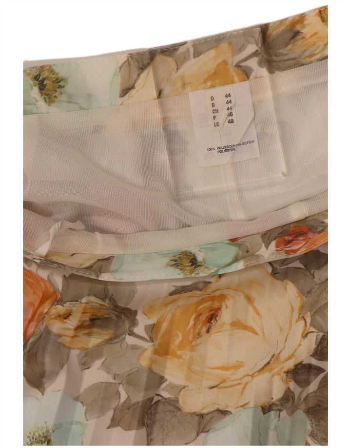 VINTAGE Jupe plissée femme EU 44 XL W32 Polyester floral multicolore