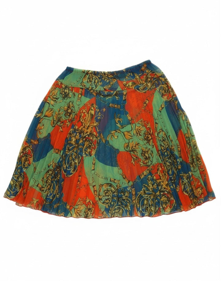 jupe trapèze femme vintage W25 XS polyester floral multicolore