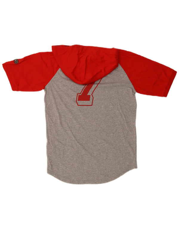 Nike T-shirt à capuche graphique en coton color block gris moyen pour homme