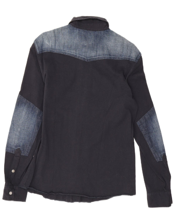 Gas Chemise Graphique Homme Bleu Marine Moyen Colorblock Coton