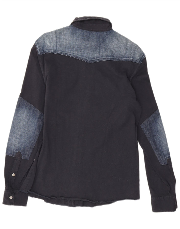 Gas Chemise Graphique Homme Bleu Marine Moyen Colorblock Coton