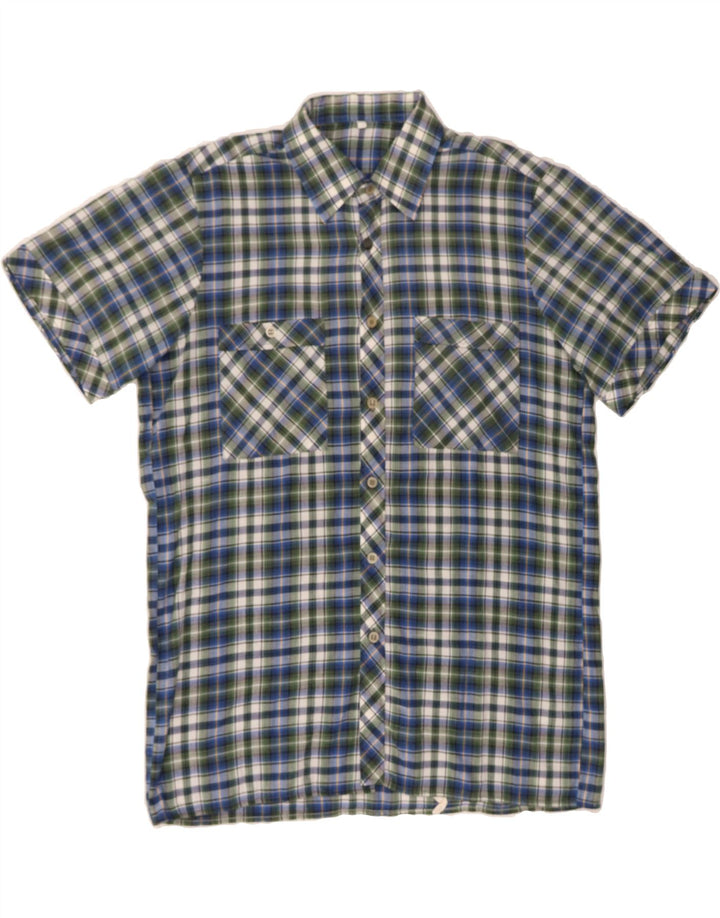 VINTAGE Mens Short Sleeve Shirt Medium Multicoloured Plaid Polyester Vintage Vintage and Second-Hand Vintage from Messina Hembry 