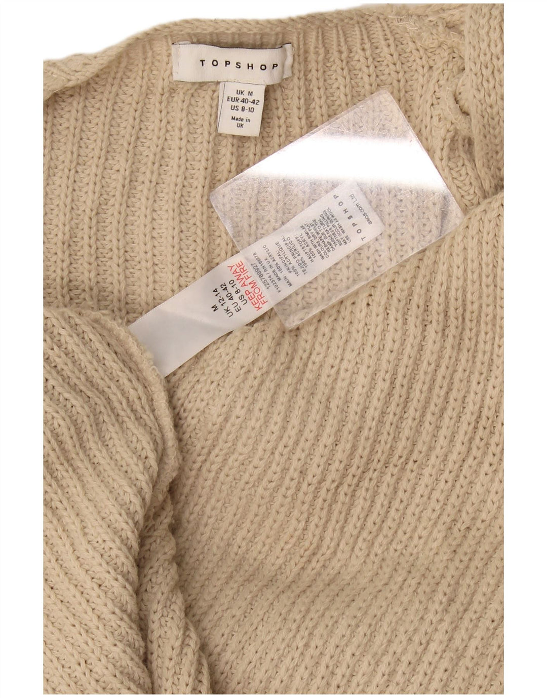 Topshop Cardigan ouvert surdimensionné pour femme UK 14 Beige moyen